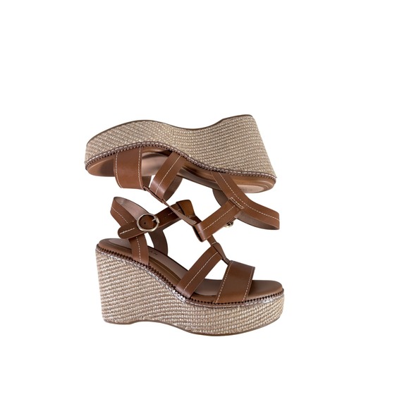 Womens Cole Haan Cloud All Day Wedge Honey Brown Leather Size 7.5 M 4 inch heel - Picture 6 of 12